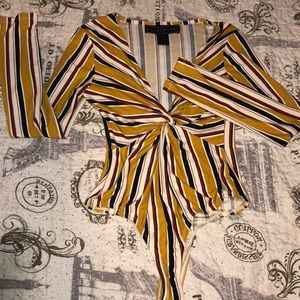 Striped V-neck one piece